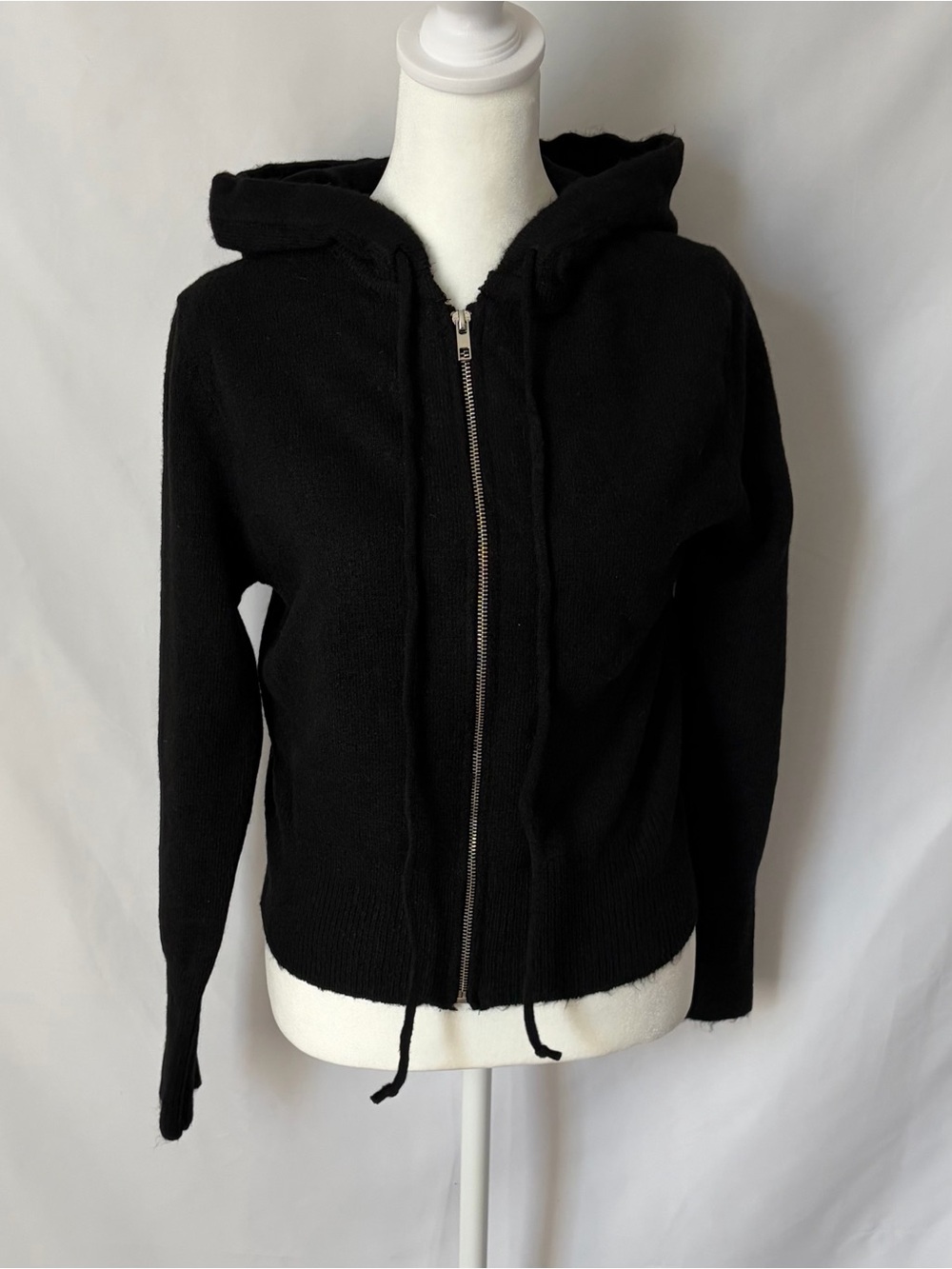 New Zenana Outfitters knit long sleeve zip up hoodie sweater Black size Medium